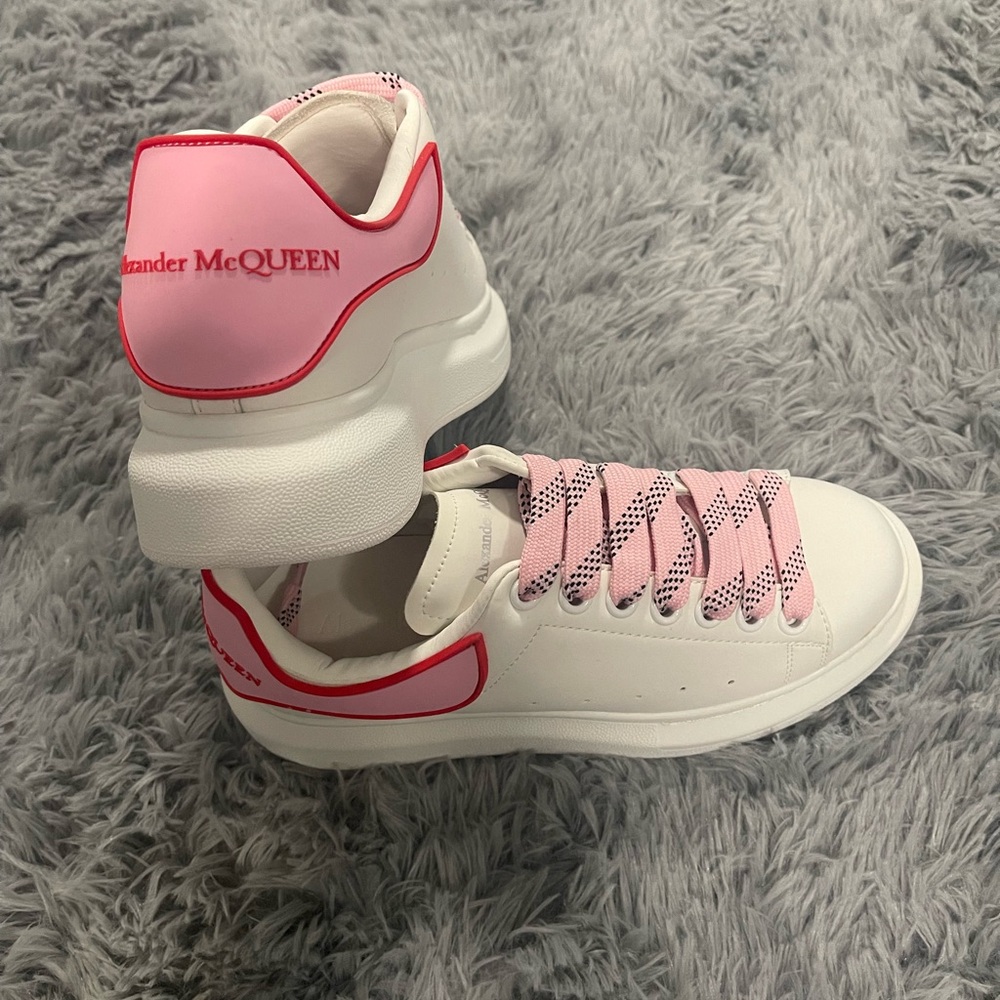 Alexander McQueen White Sneakers with Pink Highlights